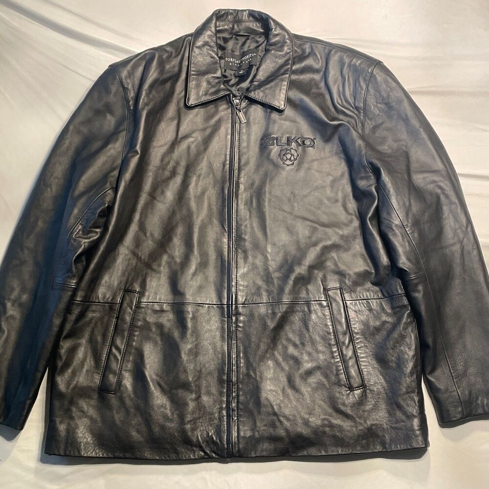 Port Authority Signature Black Genuine Leather Full Zip Jacket XL